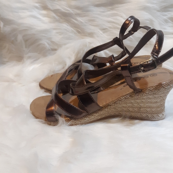 Copper Bronze Wedges Strappy Patent 8 - Picture 7 of 11